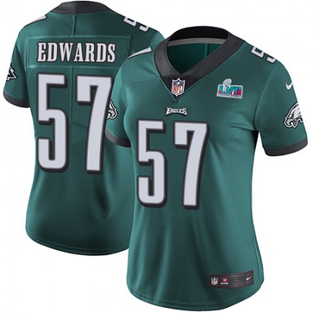 Nike Eagles #57 T. J. Edwards Green Team Color Super Bowl LVII Patch Women's Stitched NFL Vapor Untouchable Limited Jersey