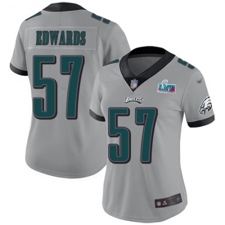 Nike Eagles #57 T. J. Edwards Silver Super Bowl LVII Patch Women's Stitched NFL Limited Inverted Legend Jersey