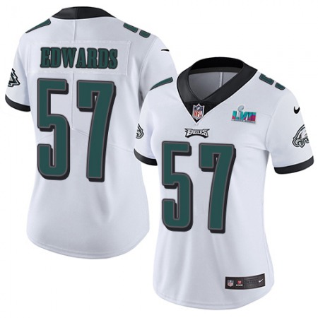 Nike Eagles #57 T. J. Edwards White Super Bowl LVII Patch Women's Stitched NFL Vapor Untouchable Limited Jersey