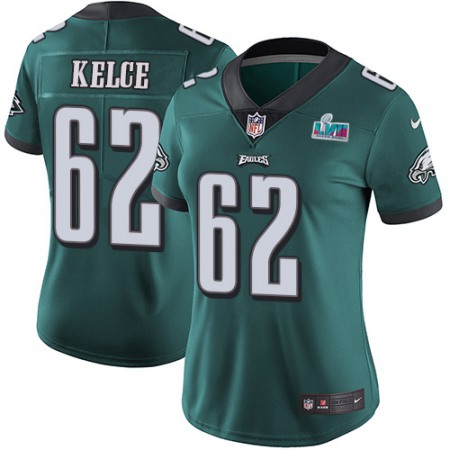Nike Eagles #62 Jason Kelce Green Team Color Super Bowl LVII Patch Women's Stitched NFL Vapor Untouchable Limited Jersey