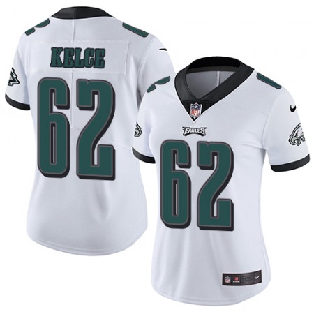 Nike Eagles #62 Jason Kelce White Super Bowl LVII Patch Women's Stitched NFL Vapor Untouchable Limited Jersey