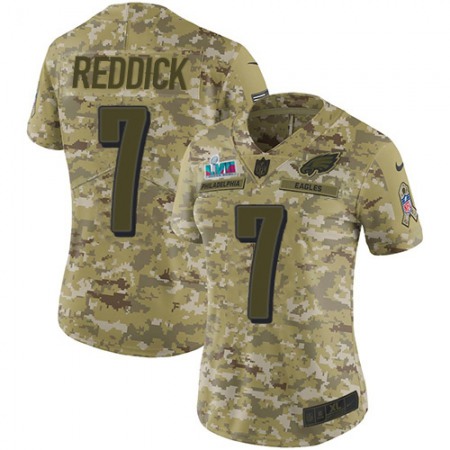 Nike Eagles #7 Haason Reddick Camo Super Bowl LVII Patch Women's Stitched NFL Limited 2018 Salute To Service Jersey