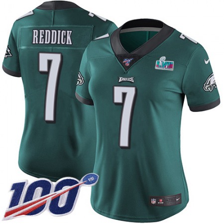 Nike Eagles #7 Haason Reddick Green Team Color Super Bowl LVII Patch Women's Stitched NFL 100th Season Vapor Untouchable Limited Jersey