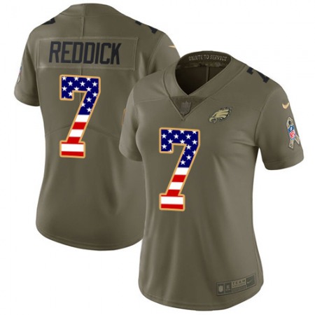 Nike Eagles #7 Haason Reddick Olive/USA Flag Women's Stitched NFL Limited 2017 Salute To Service Jersey