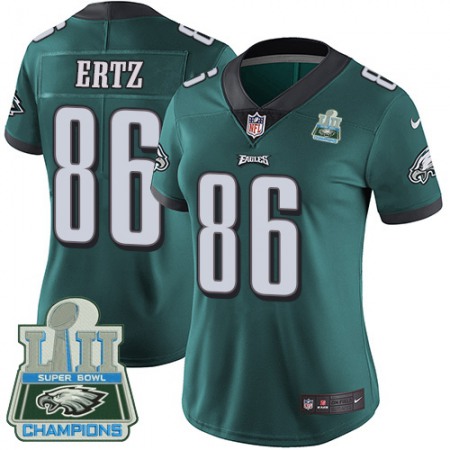 Nike Eagles #86 Zach Ertz Midnight Green Team Color Super Bowl LII Champions Women's Stitched NFL Vapor Untouchable Limited Jersey