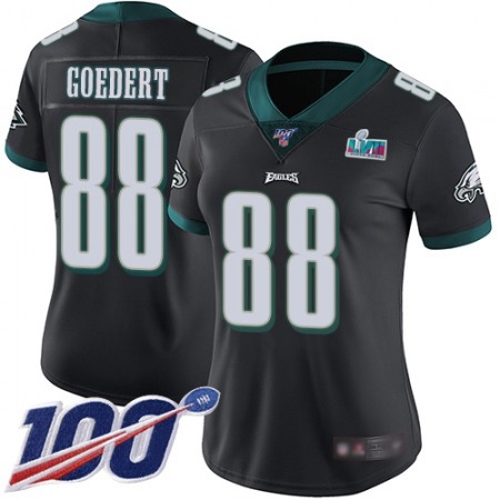 Nike Eagles #88 Dallas Goedert Black Super Bowl LVII Patch Alternate Women's Stitched NFL 100th Season Vapor Limited Jersey