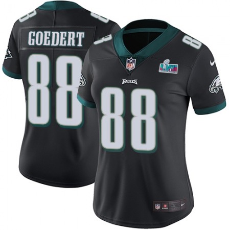 Nike Eagles #88 Dallas Goedert Black Super Bowl LVII Patch Alternate Women's Stitched NFL Vapor Untouchable Limited Jersey