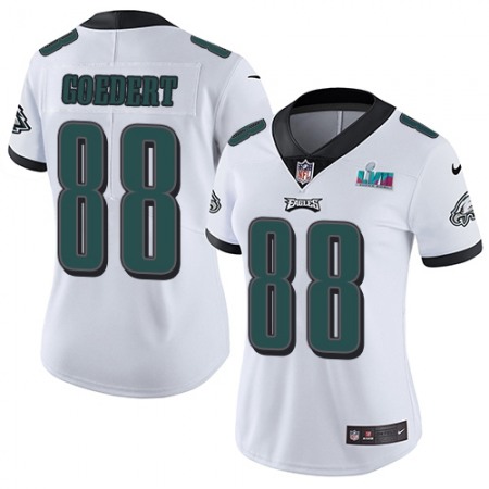 Nike Eagles #88 Dallas Goedert White Super Bowl LVII Patch Women's Stitched NFL Vapor Untouchable Limited Jersey