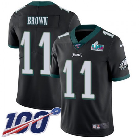 Nike Eagles #11 A.J. Brown Black Alternate Super Bowl LVII Patch Youth Stitched NFL 100th Season Vapor Untouchable Limited Jersey