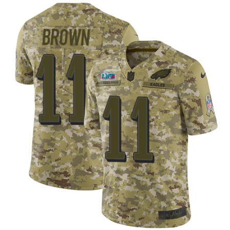 Nike Eagles #11 A.J. Brown Camo Super Bowl LVII Patch Youth Stitched NFL Limited 2018 Salute To Service Jersey