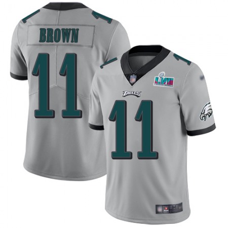 Nike Eagles #11 A.J. Brown Silver Super Bowl LVII Patch Youth Stitched NFL Limited Inverted Legend Jersey