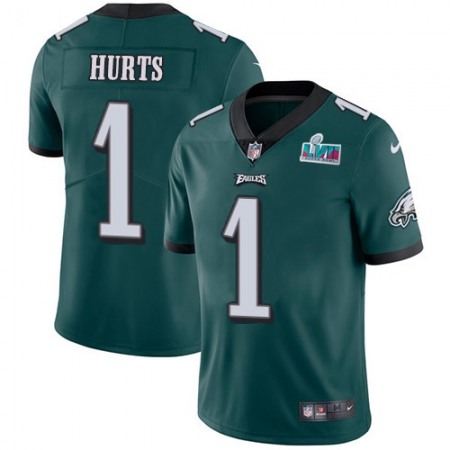 Nike Eagles #1 Jalen Hurts Green Team Color Super Bowl LVII Patch Youth Stitched NFL Vapor Untouchable Limited Jersey