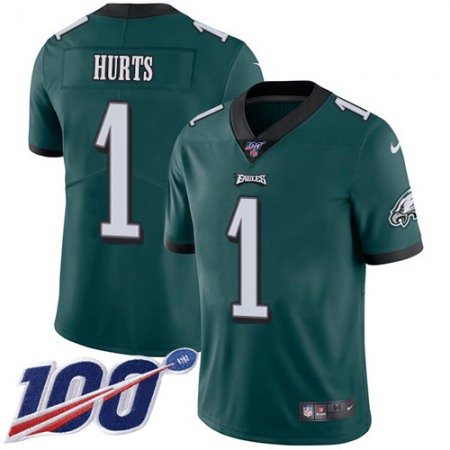 Nike Eagles #1 Jalen Hurts Green Team Color Youth Stitched NFL 100th Season Vapor Untouchable Limited Jersey