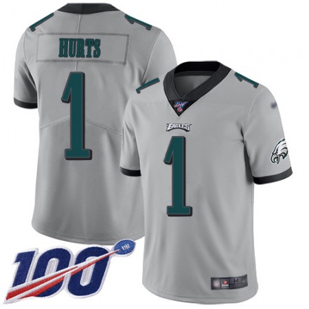 Nike Eagles #1 Jalen Hurts Silver Youth Stitched NFL Limited Inverted Legend 100th Season Jersey