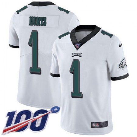 Nike Eagles #1 Jalen Hurts White Youth Stitched NFL 100th Season Vapor Untouchable Limited Jersey