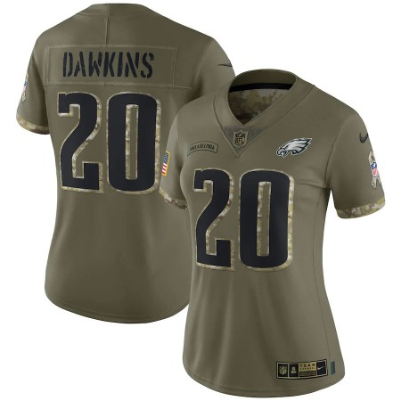 Philadelphia Eagles #20 Brian Dawkins Nike Women's 2022 Salute To Service Limited Jersey - Olive