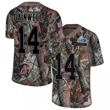 Nike Eagles #14 Kenneth Gainwell Camo Super Bowl LVII Patch Youth Stitched NFL Limited Rush Realtree Jersey