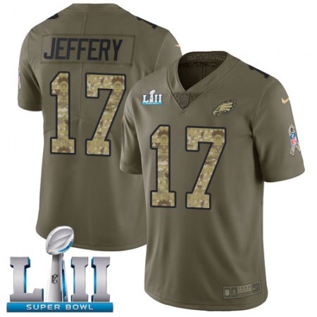 Nike Eagles #17 Alshon Jeffery Olive/Camo Super Bowl LII Youth Stitched NFL Limited 2017 Salute to Service Jersey