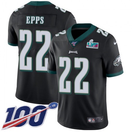 Nike Eagles #22 Marcus Epps Black Alternate Super Bowl LVII Patch Youth Stitched NFL 100th Season Vapor Untouchable Limited Jersey