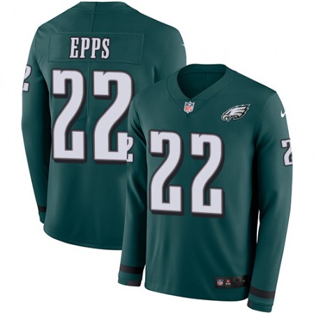 Nike Eagles #22 Marcus Epps Green Team Color Youth Stitched NFL Limited Therma Long Sleeve Jersey