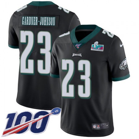 Nike Eagles #23 C.J. Gardner-Johnson Black Alternate Super Bowl LVII Patch Youth Stitched NFL 100th Season Vapor Untouchable Limited Jersey