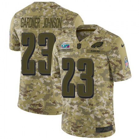 Nike Eagles #23 C.J. Gardner-Johnson Camo Super Bowl LVII Patch Youth Stitched NFL Limited 2018 Salute To Service Jersey