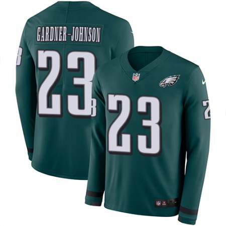 Nike Eagles #23 C.J. Gardner-Johnson Green Team Color Youth Stitched NFL Limited Therma Long Sleeve Jersey