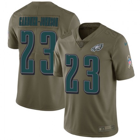 Nike Eagles #23 C.J. Gardner-Johnson Olive Youth Stitched NFL Limited 2017 Salute To Service Jersey