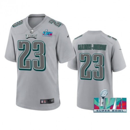 Nike Eagles #23 C.J. Gardner-Johnson Youth Super Bowl LVII Patch Atmosphere Fashion Game Jersey - Gray