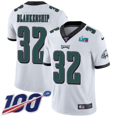 Nike Eagles #32 Reed Blankenship White Super Bowl LVII Patch Youth Stitched NFL 100th Season Vapor Untouchable Limited Jersey