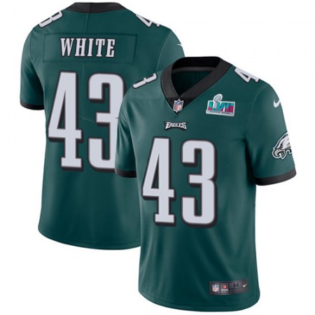 Nike Eagles #43 Kyzir White Green Team Color Super Bowl LVII Patch Youth Stitched NFL Vapor Untouchable Limited Jersey