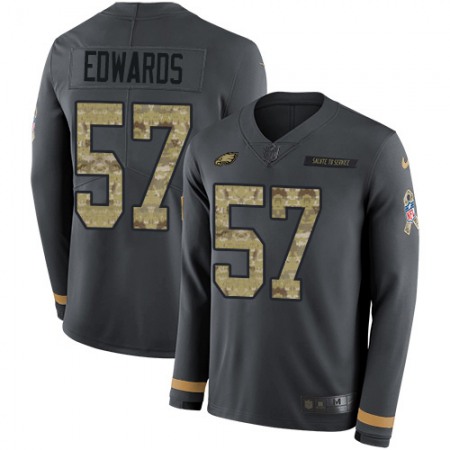 Nike Eagles #57 T. J. Edwards Anthracite Salute to Service Youth Stitched NFL Limited Therma Long Sleeve Jersey