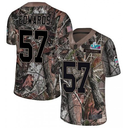 Nike Eagles #57 T. J. Edwards Camo Super Bowl LVII Patch Youth Stitched NFL Limited Rush Realtree Jersey