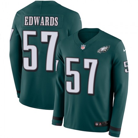 Nike Eagles #57 T. J. Edwards Green Team Color Youth Stitched NFL Limited Therma Long Sleeve Jersey