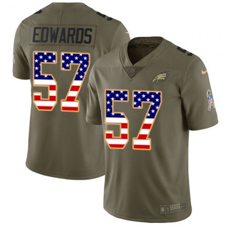 Nike Eagles #57 T. J. Edwards Olive/USA Flag Youth Stitched NFL Limited 2017 Salute To Service Jersey