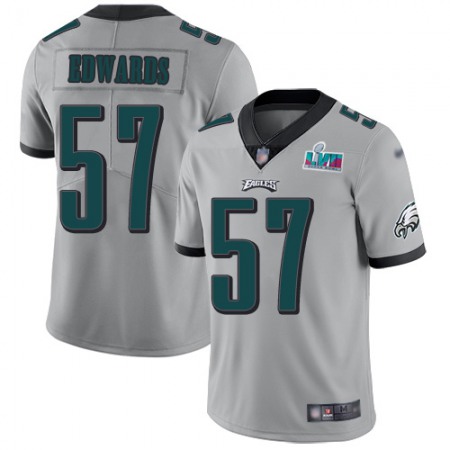 Nike Eagles #57 T. J. Edwards Silver Super Bowl LVII Patch Youth Stitched NFL Limited Inverted Legend Jersey