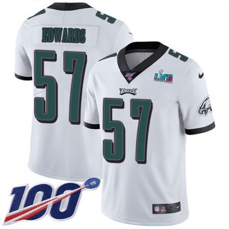 Nike Eagles #57 T. J. Edwards White Super Bowl LVII Patch Youth Stitched NFL 100th Season Vapor Untouchable Limited Jersey