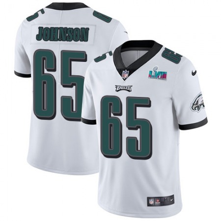 Nike Eagles #65 Lane Johnson White Super Bowl LVII Patch Youth Stitched NFL Vapor Untouchable Limited Jersey