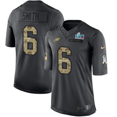 Nike Eagles #6 DeVonta Smith Black Super Bowl LVII Patch Youth Stitched NFL Limited 2016 Salute to Service Jersey