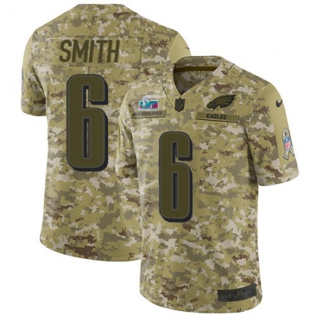 Nike Eagles #6 DeVonta Smith Camo Super Bowl LVII Patch Youth Stitched NFL Limited 2018 Salute To Service Jersey