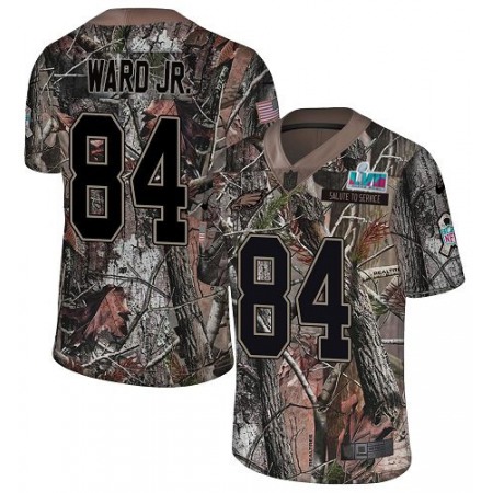 Nike Eagles #84 Greg Ward Jr. Camo Super Bowl LVII Patch Youth Stitched NFL Limited Rush Realtree Jersey