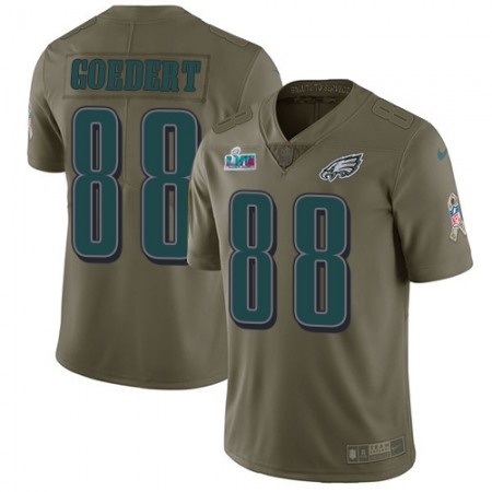 Nike Eagles #88 Dallas Goedert Olive Super Bowl LVII Patch Youth Stitched NFL Limited 2017 Salute To Service Jersey