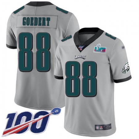 Nike Eagles #88 Dallas Goedert Silver Super Bowl LVII Patch Youth Stitched NFL Limited Inverted Legend 100th Season Jersey