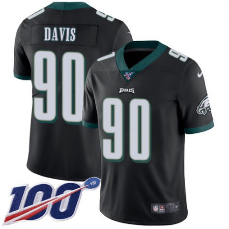 Nike Eagles #90 Jordan Davis Black Alternate Youth Stitched NFL 100th Season Vapor Untouchable Limited Jersey