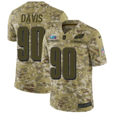Nike Eagles #90 Jordan Davis Camo Super Bowl LVII Patch Youth Stitched NFL Limited 2018 Salute To Service Jersey