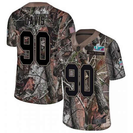 Nike Eagles #90 Jordan Davis Camo Super Bowl LVII Patch Youth Stitched NFL Limited Rush Realtree Jersey