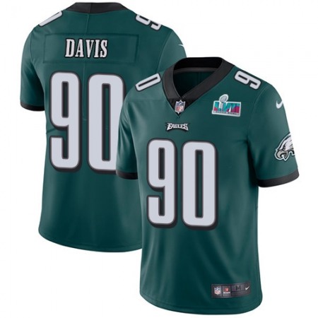Nike Eagles #90 Jordan Davis Green Team Color Super Bowl LVII Patch Youth Stitched NFL Vapor Untouchable Limited Jersey