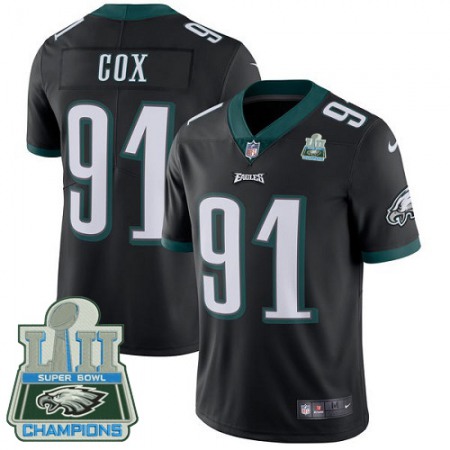 Nike Eagles #91 Fletcher Cox Black Alternate Super Bowl LII Champions Youth Stitched NFL Vapor Untouchable Limited Jersey