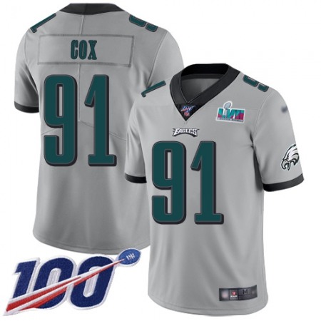 Nike Eagles #91 Fletcher Cox Silver Super Bowl LVII Patch Youth Stitched NFL Limited Inverted Legend 100th Season Jersey