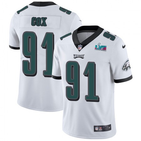 Nike Eagles #91 Fletcher Cox White Super Bowl LVII Patch Youth Stitched NFL Vapor Untouchable Limited Jersey